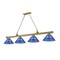 Z-Lite Cordon 4 Light Billiard, Rubbed Brass & Dark Blue 2306-4RB-ARDB - alternate 1